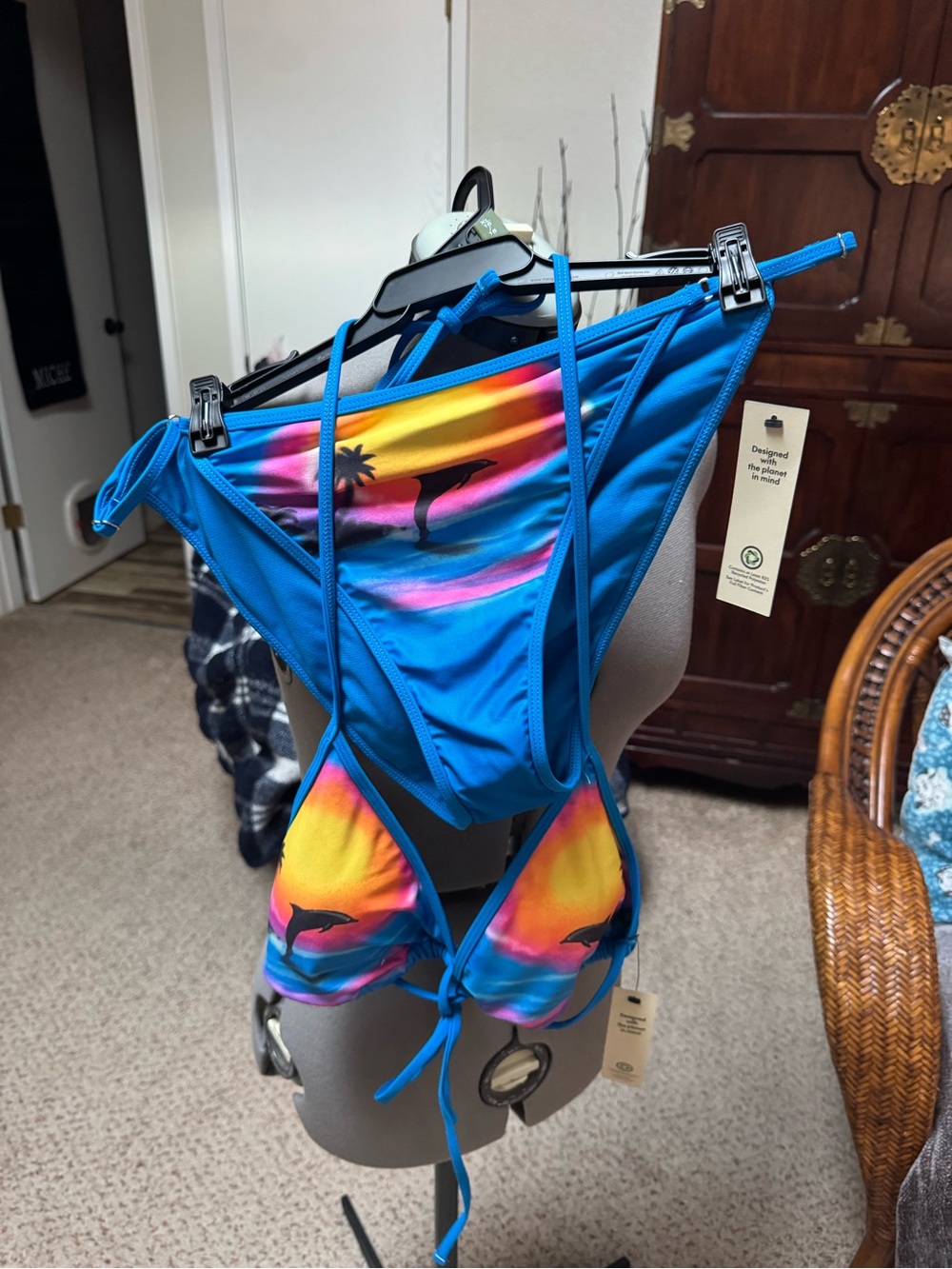 No Boundaries Blue Dolphin Bikini Set XL
